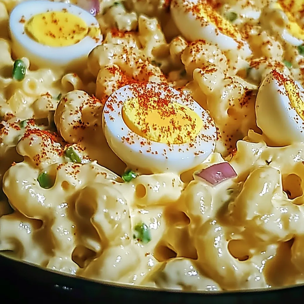 A bowl of macaroni and cheese with eggs on top.