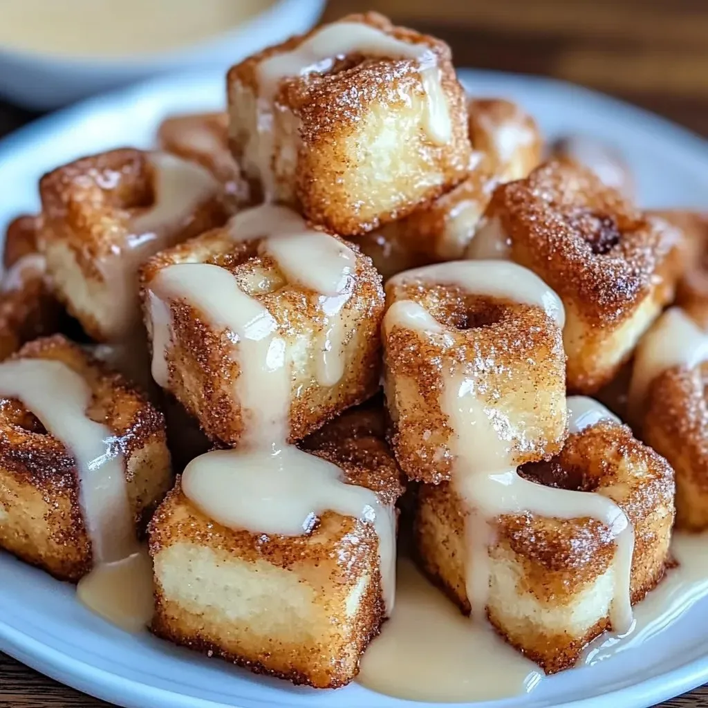 A plate of doughnuts with icing.