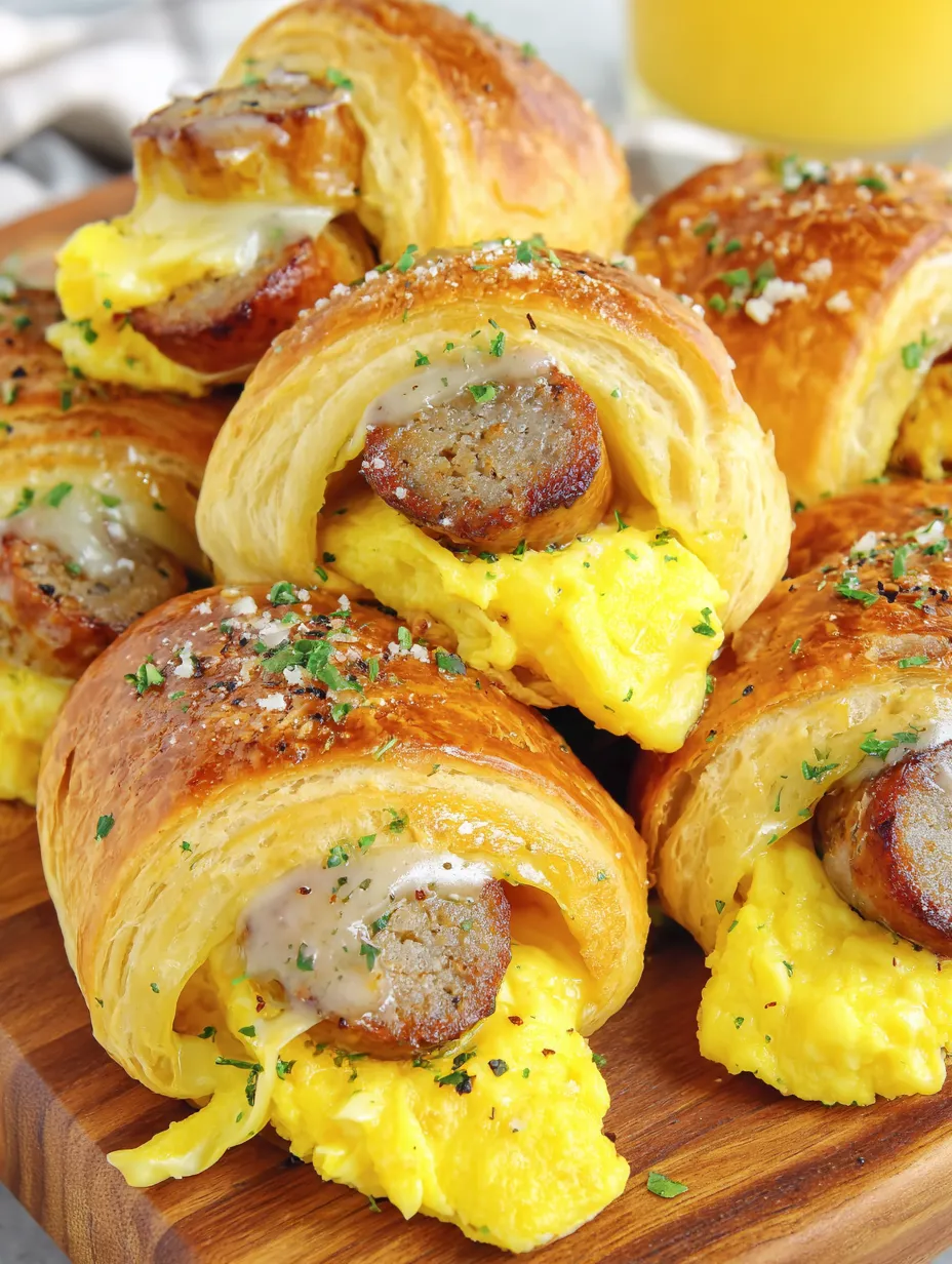 Breakfast crescent rolls with sausage and cheese.