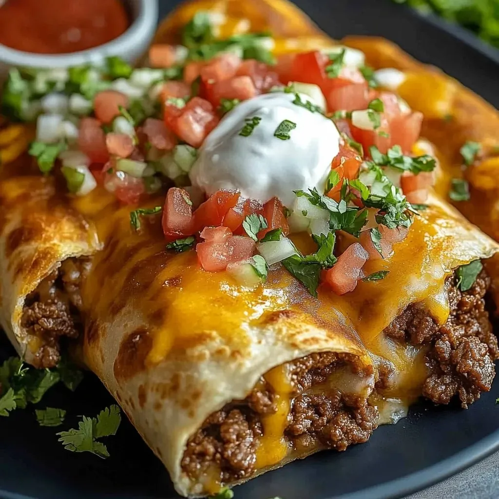 A plate of food with a burrito and tomatoes.