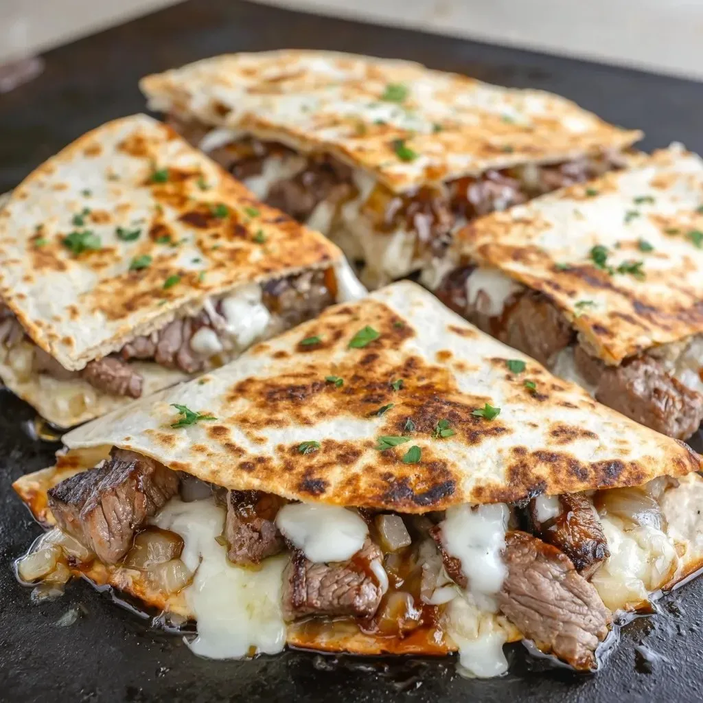 A plate of food with meat and cheese.
