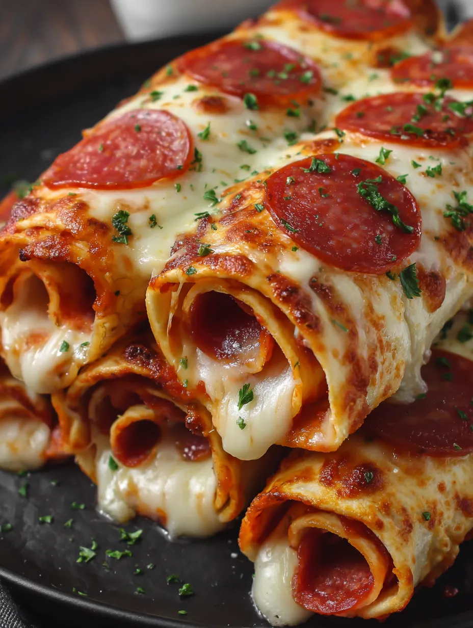 Cheesy pepperoni pizza roll-ups with low-carb tortillas.