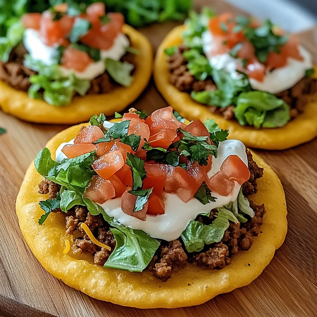 Two tacos with lettuce and tomatoes on a wooden table.