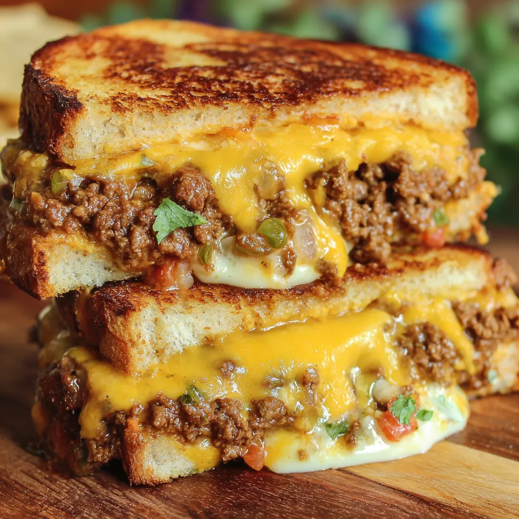 A stack of three grilled cheese sandwiches.