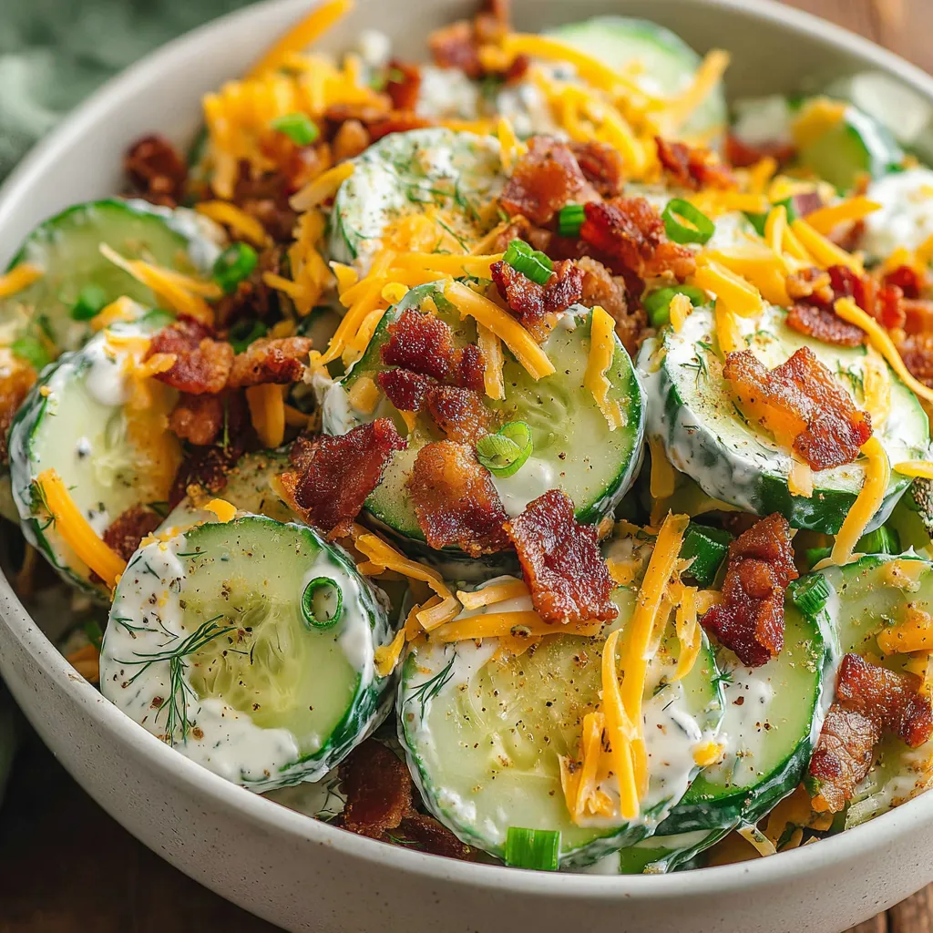 A bowl of cucumber ranch crack salad.