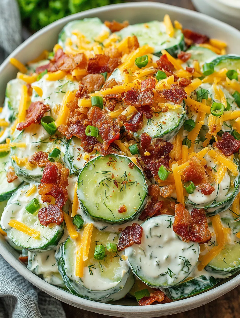 A bowl of cucumber ranch crack salad.