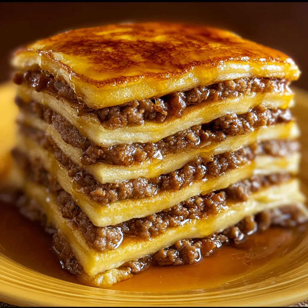 A stack of meat patties on a plate.