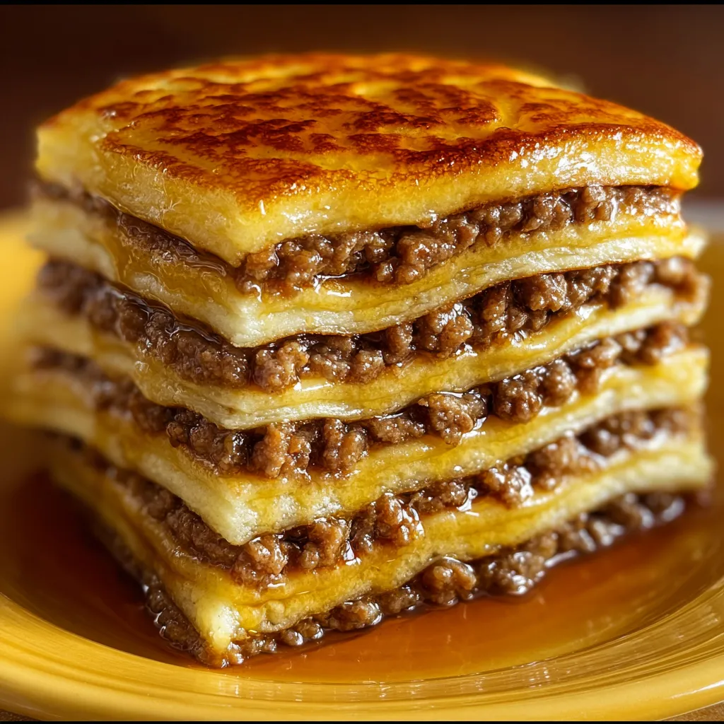 A stack of meat patties on a plate.