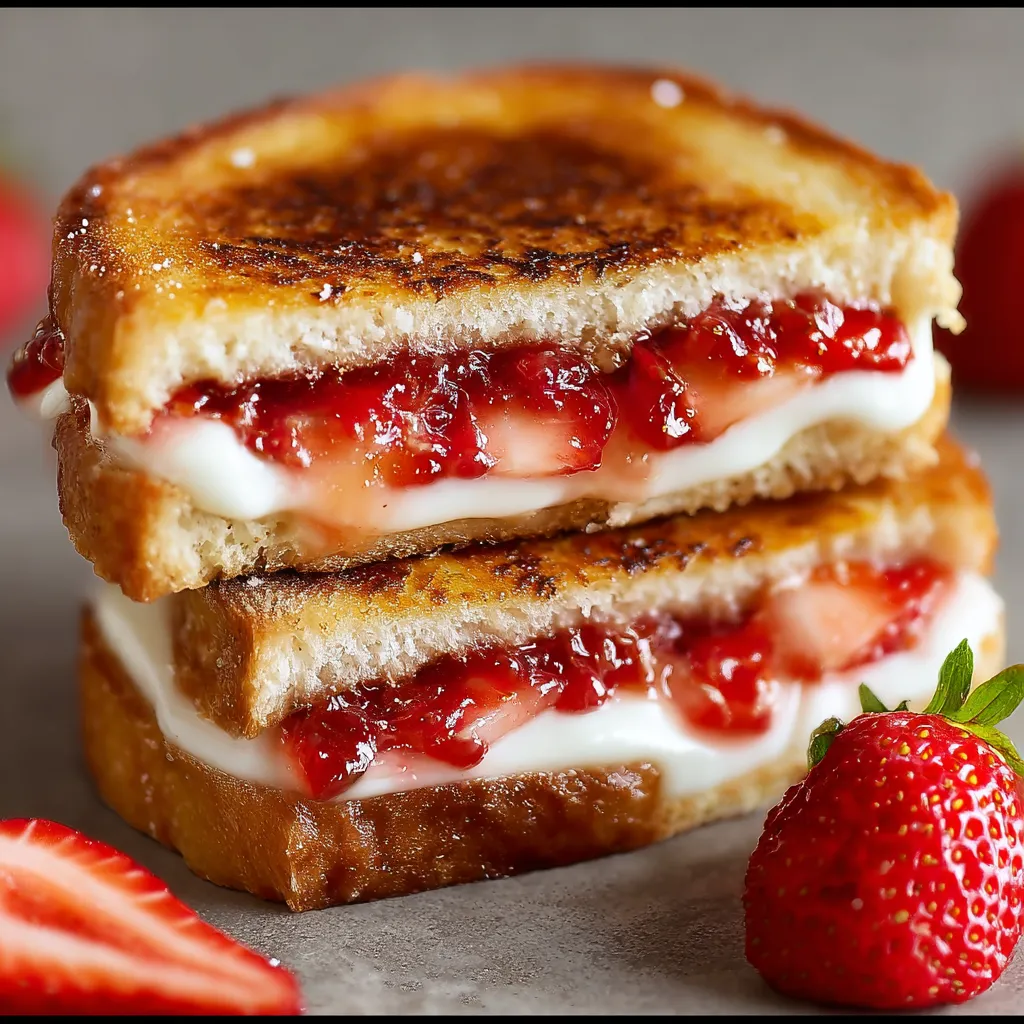 A close up of a strawberry shortcake sandwich.