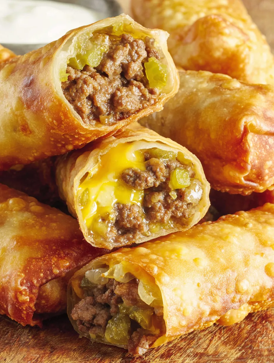 Air fryer cheeseburger egg rolls.
