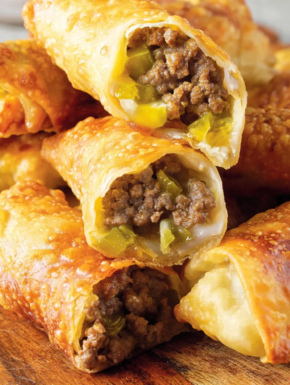 Air fryer cheeseburger egg rolls.