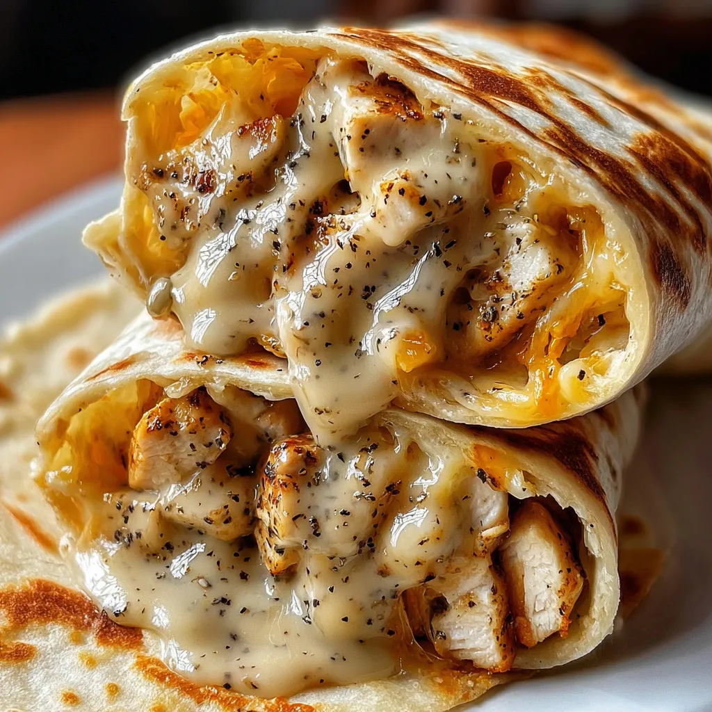 A chicken burrito with cheese.