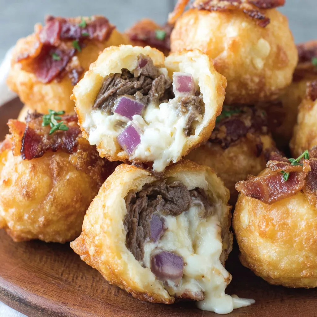 A plate of Philly cheesesteak bombs.