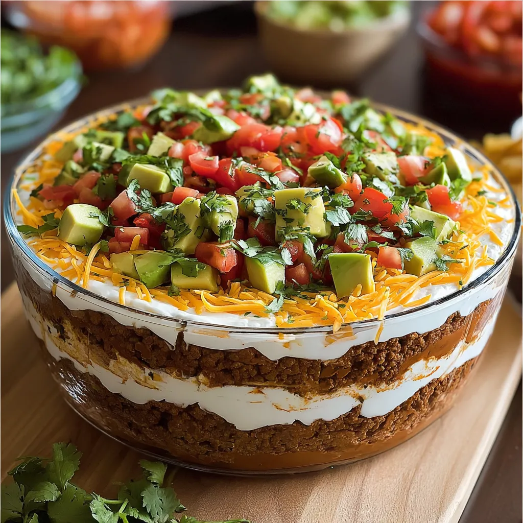 A large casserole dish filled with a variety of foods.