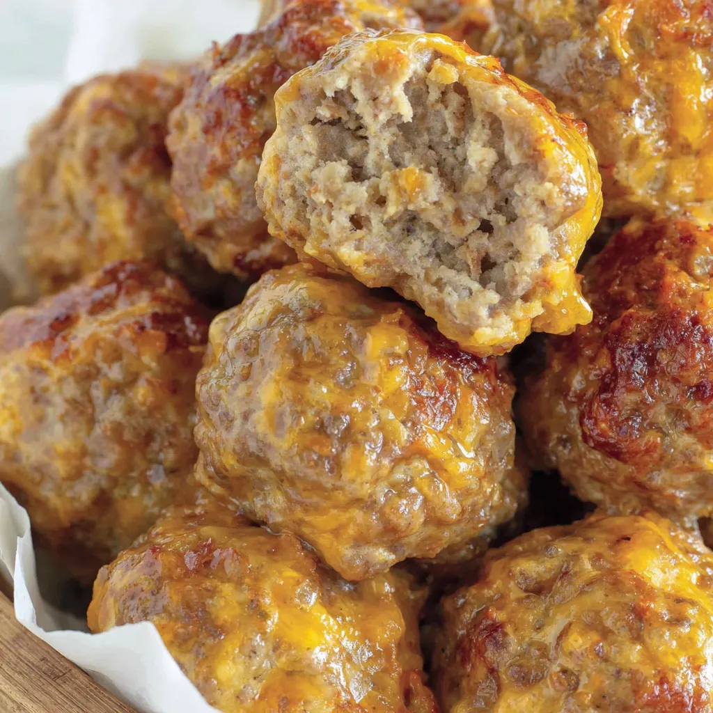 A plate of sausage cheese balls.