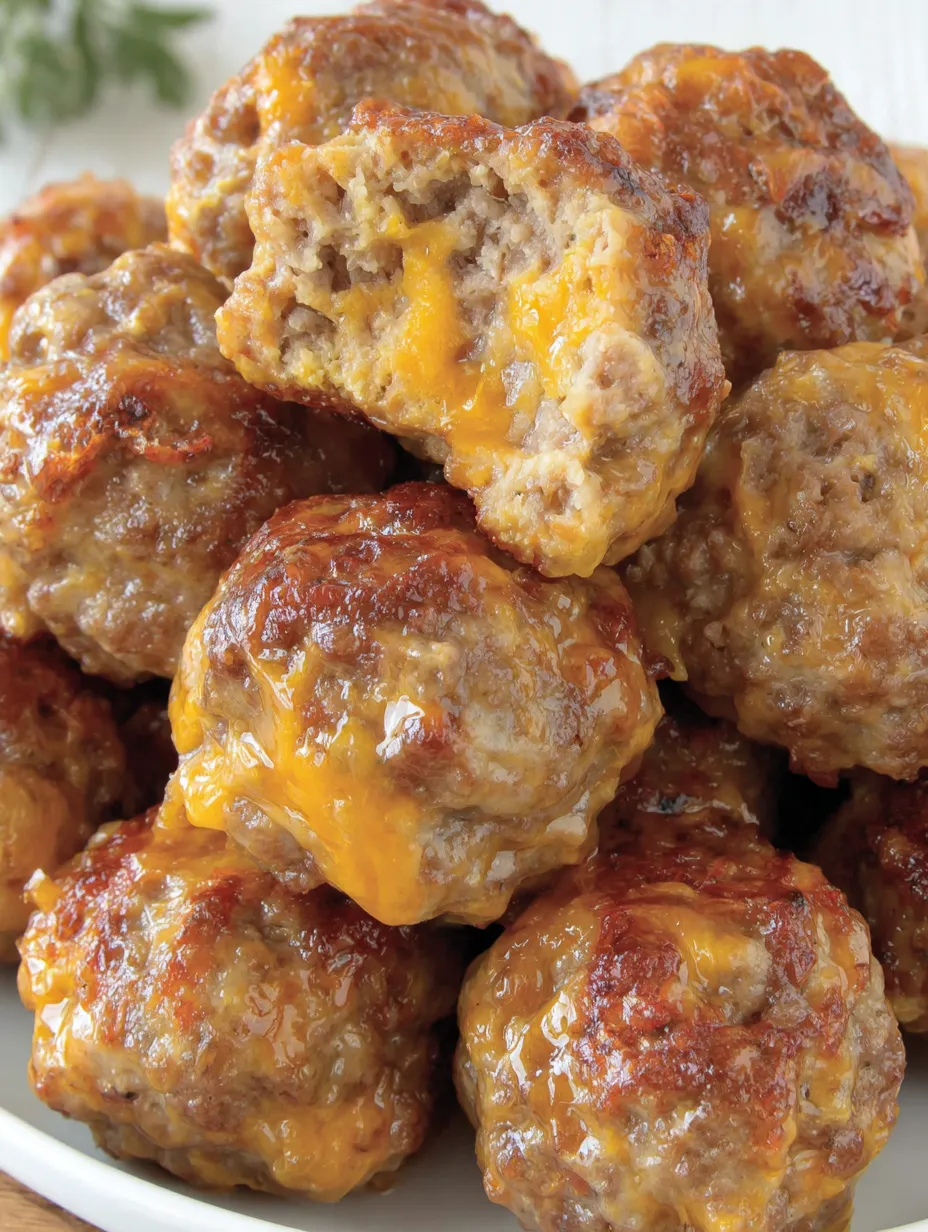 A pile of sausage cheese balls.