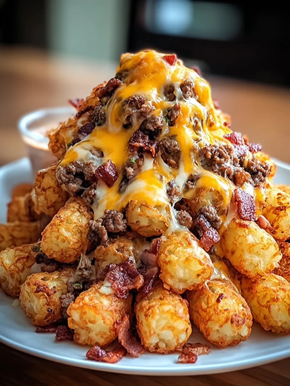 A plate of food with cheese and bacon.