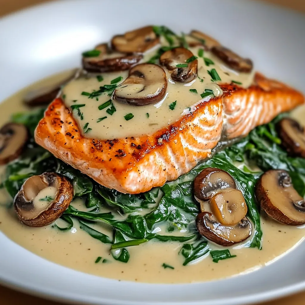 A plate of food with mushrooms and fish.