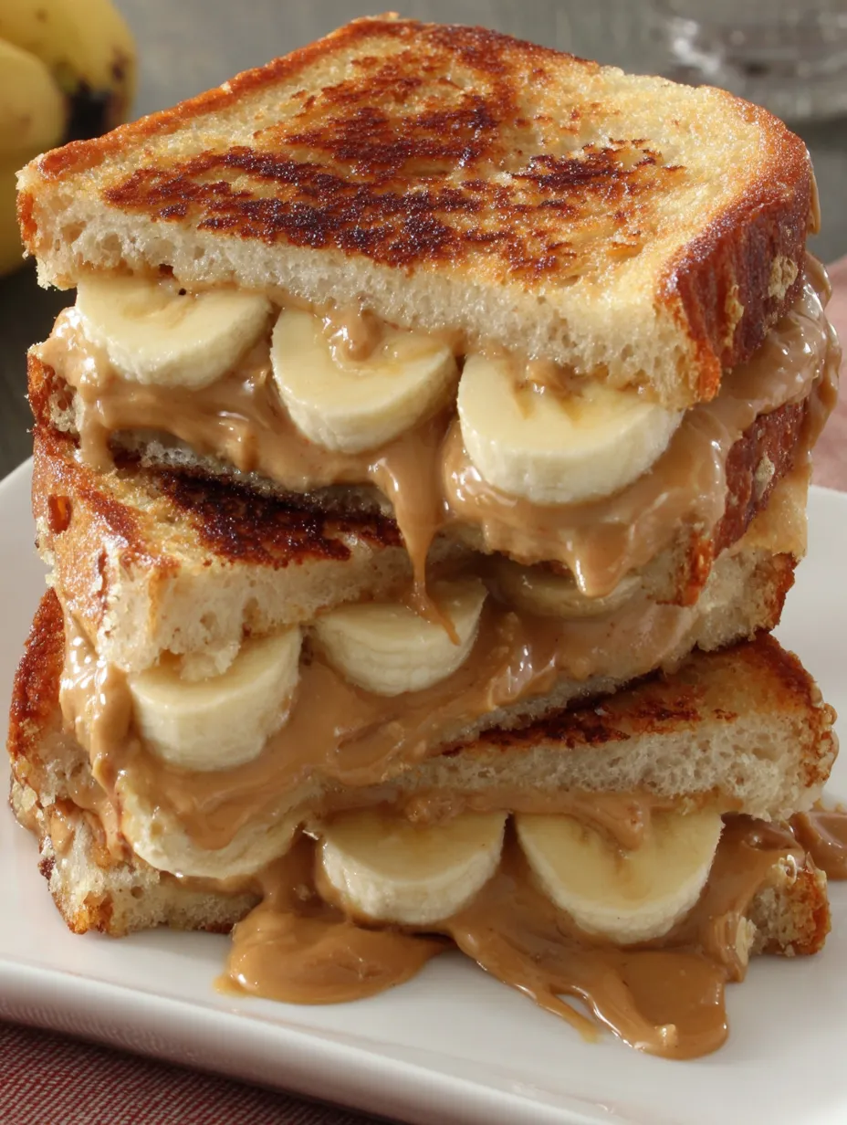 A grilled peanut butter banana sandwich.