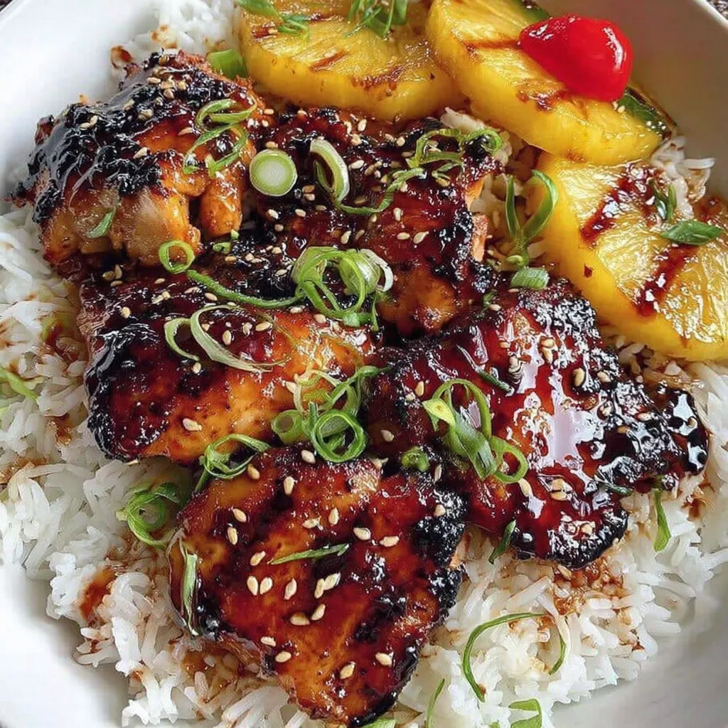A plate of food with rice and chicken.