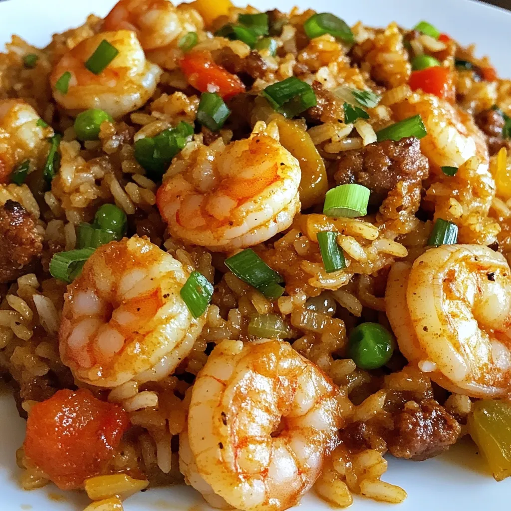 A plate of shrimp and rice.