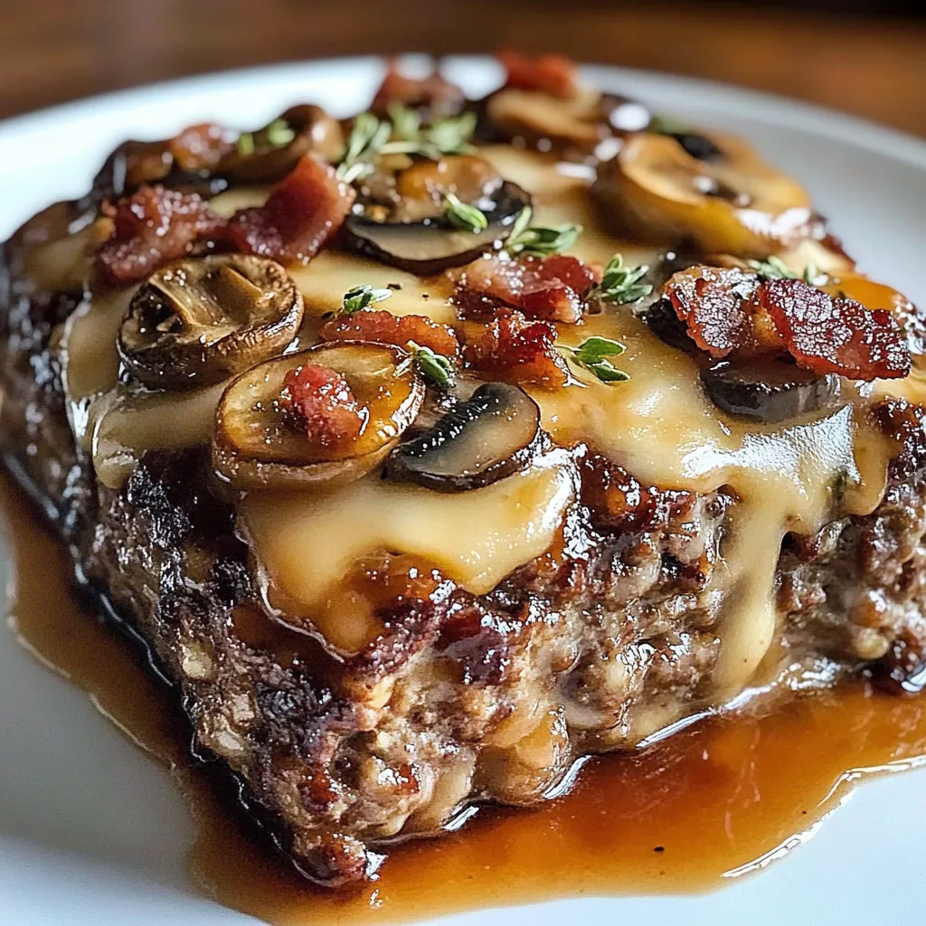 A plate of food with mushrooms and bacon.