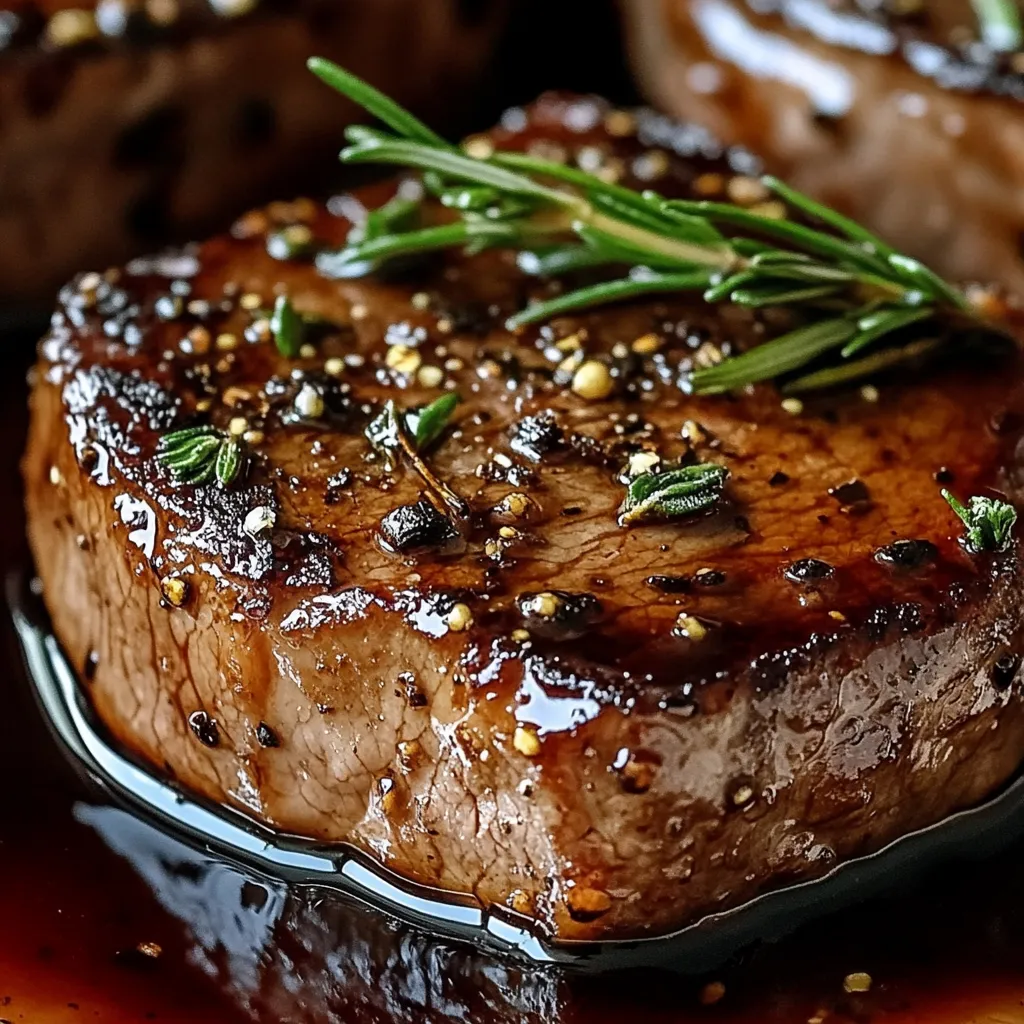 A piece of meat with herbs on it.