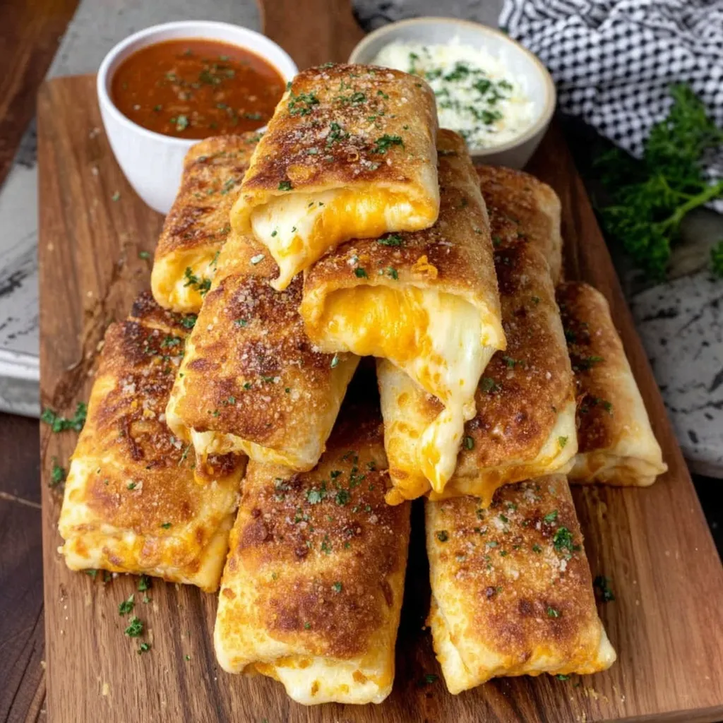 A plate of cheesy garlic butter rollups.