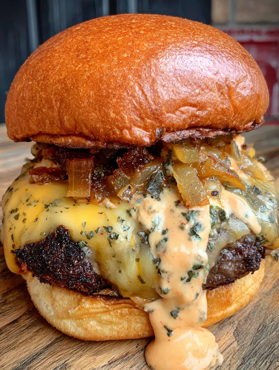 A smoked Cajun burger with cheese and bacon.