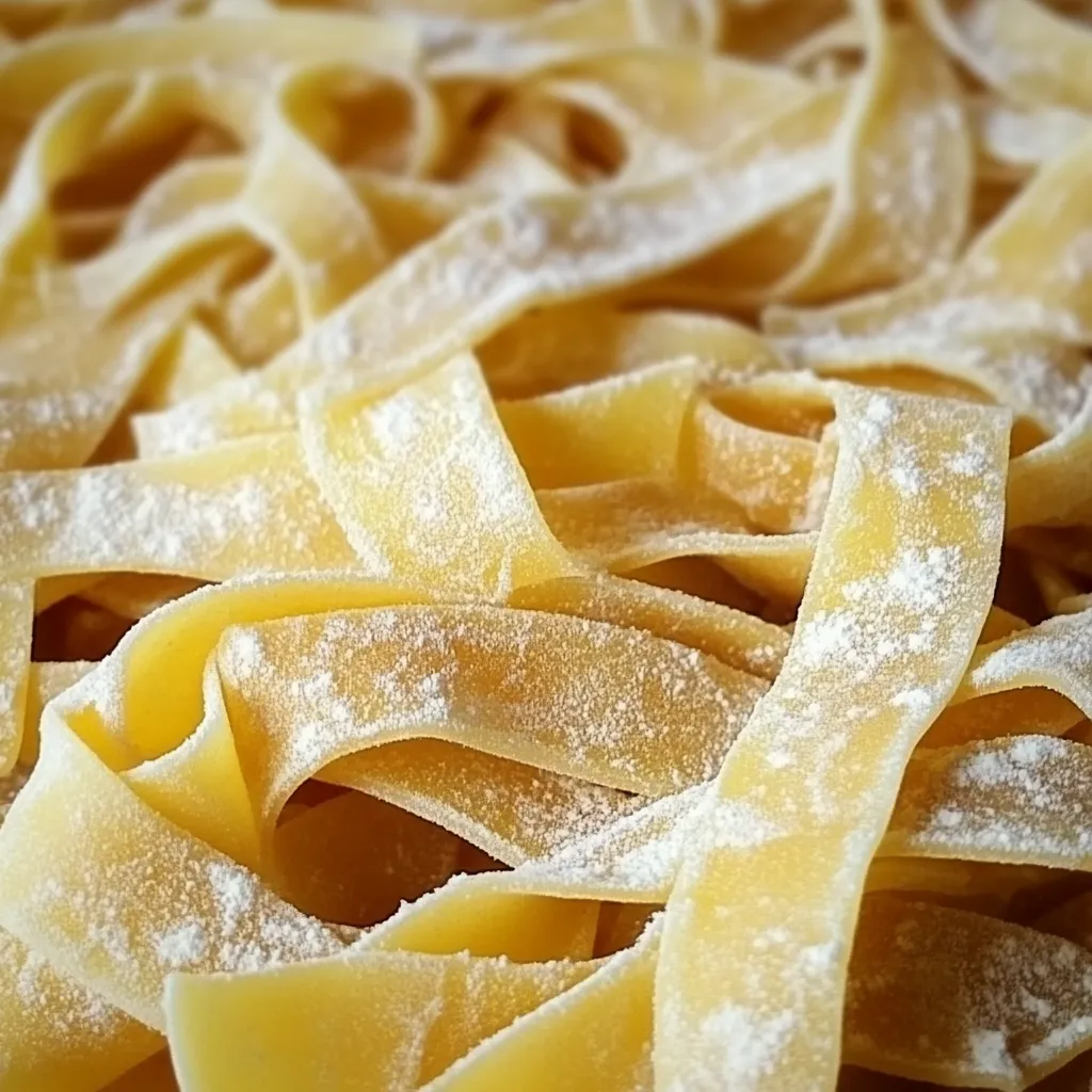 A close up of pasta noodles.