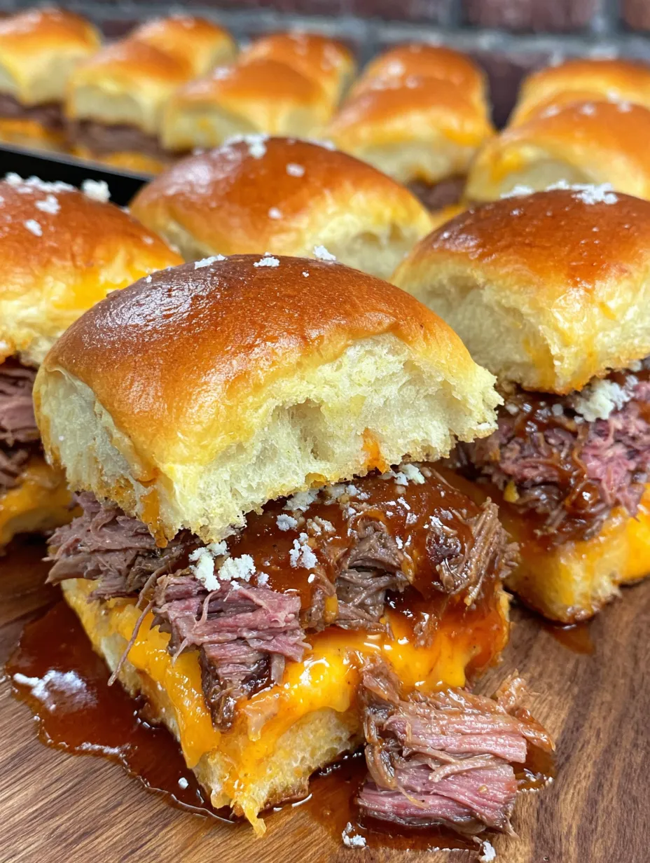 A plate of BBQ beef sliders.