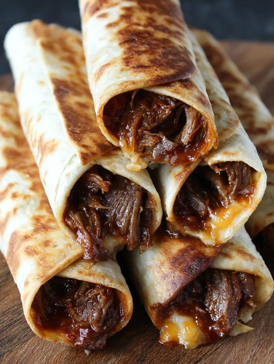 A stack of beef burritos.