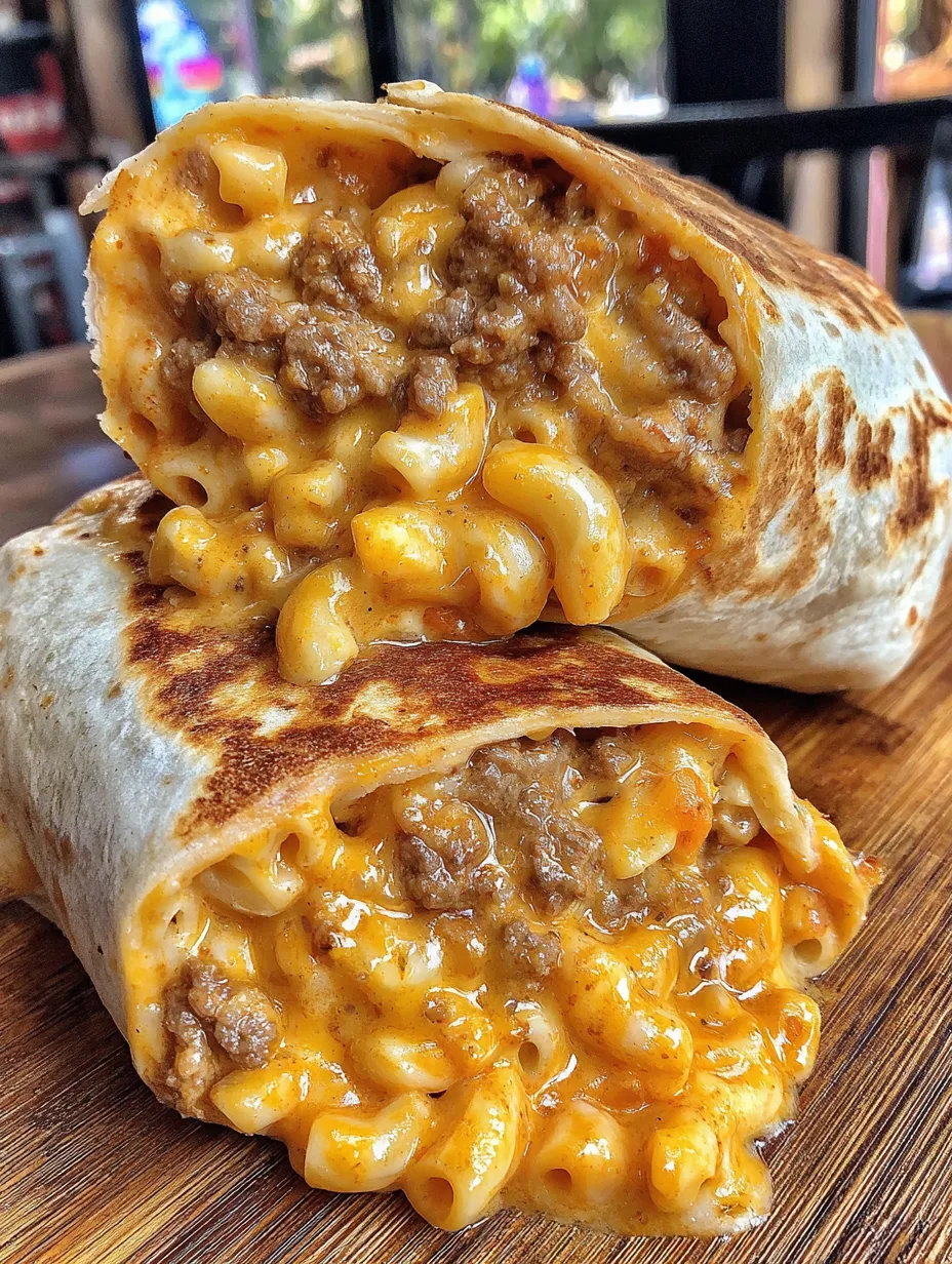 A sloppy joe mac & cheese wrap.
