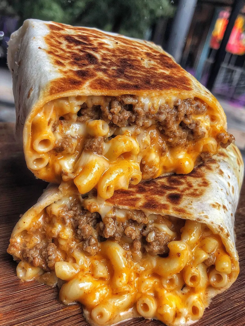 A sloppy joe mac & cheese wrap.
