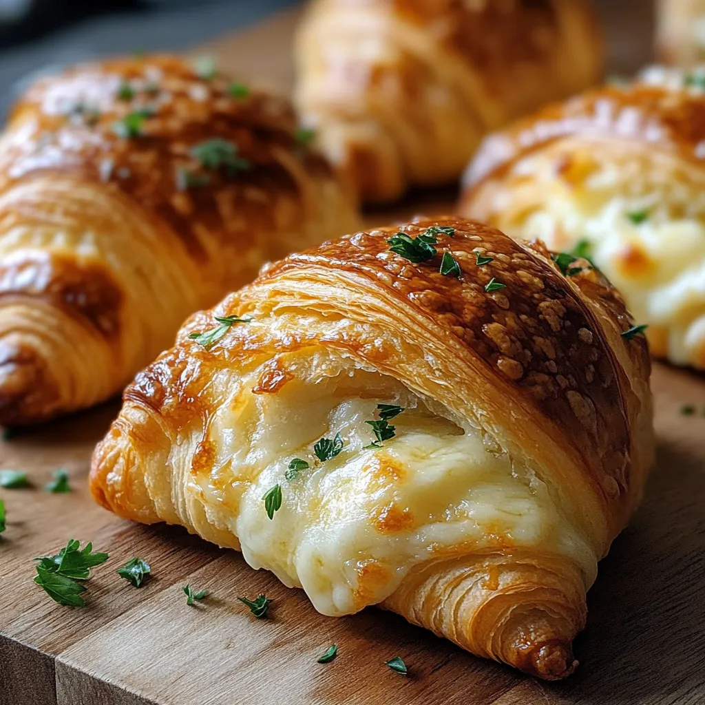 A close up of a croissant with cheese.