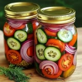 Two jars of pickled vegetables.