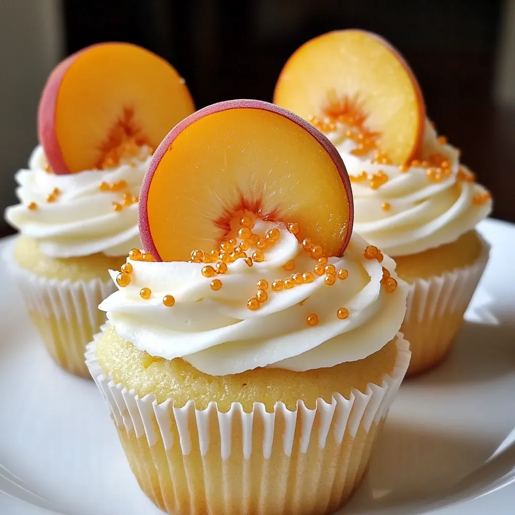 Soft Peach Honey Cupcakes with Cream Frosting
