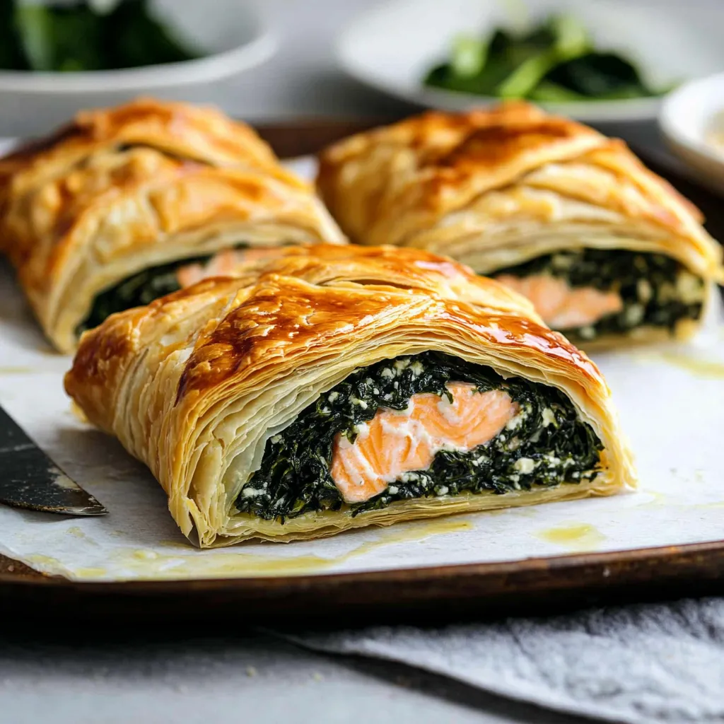Golden Salmon Wellington on a Plate
