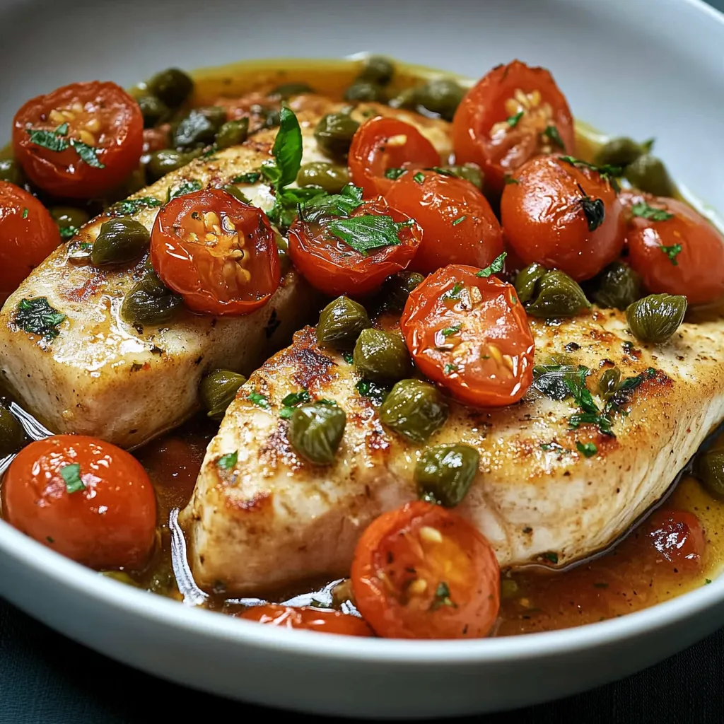 Pan-Seared Swordfish with Cherry Tomatoes and Capers
