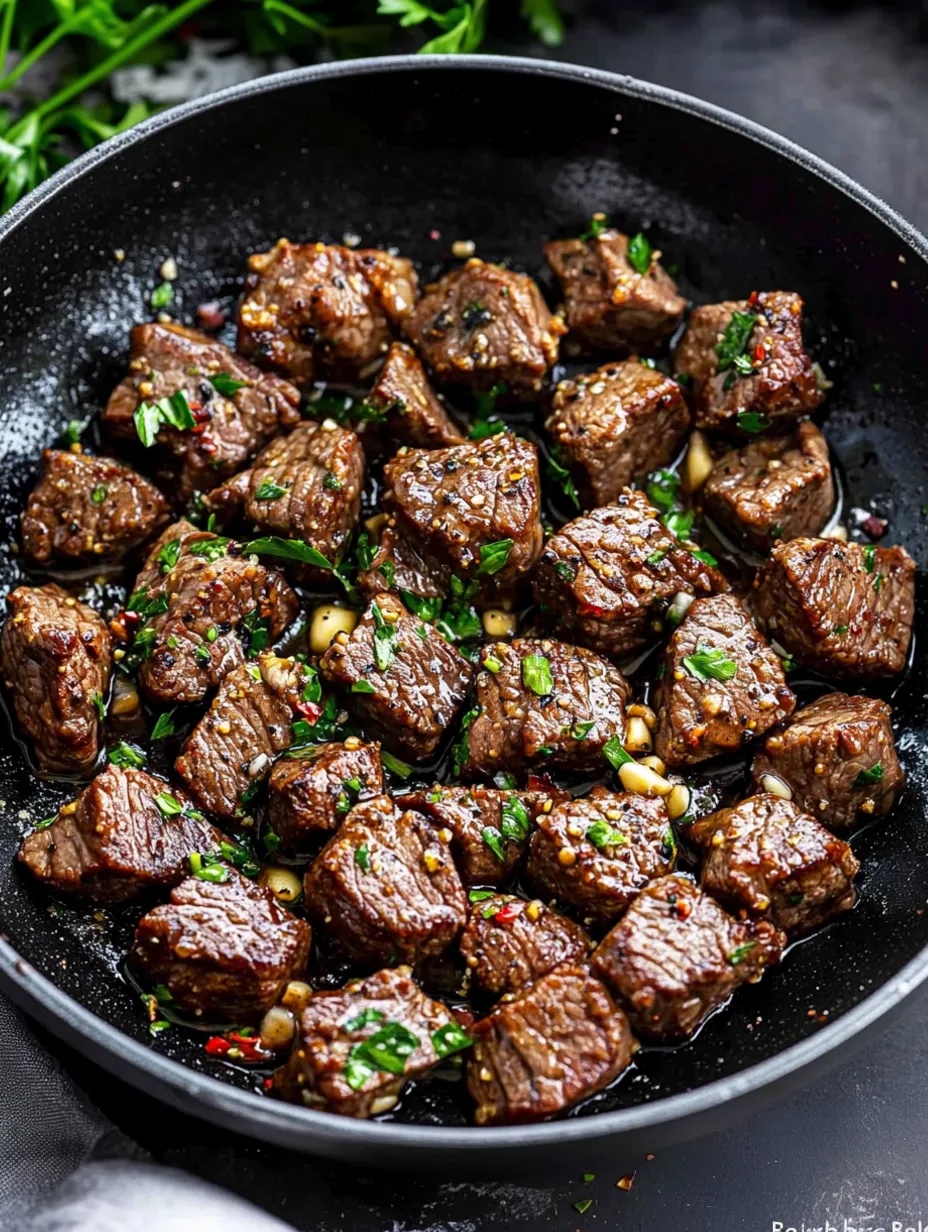 Garlic Butter Steak Bites Closeup