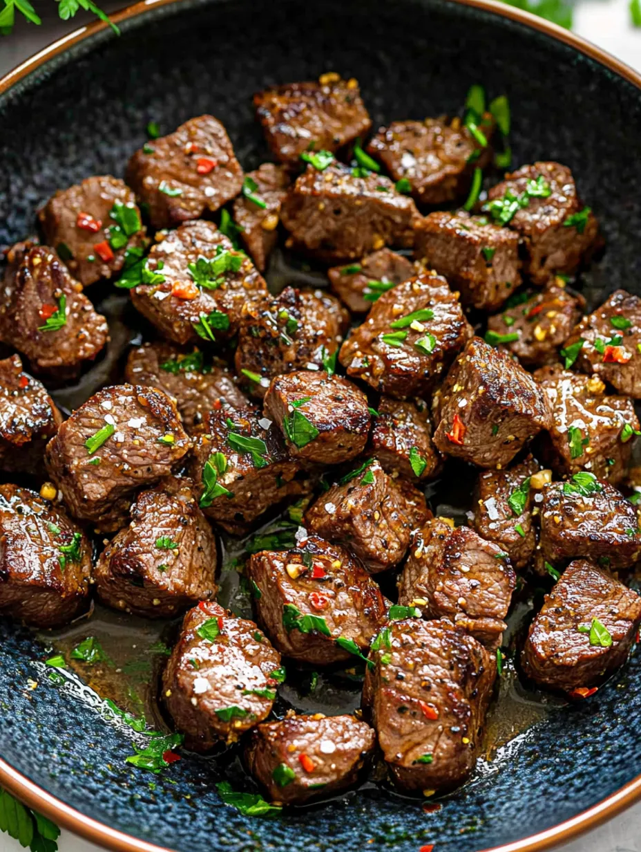 Garlic Butter Steak Bites Served