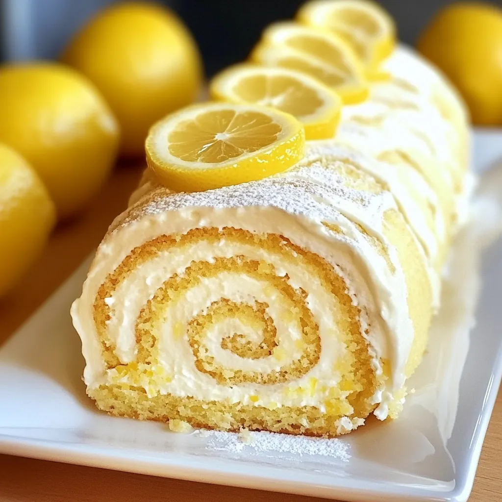 Soft Lemon Cream Roll Cake