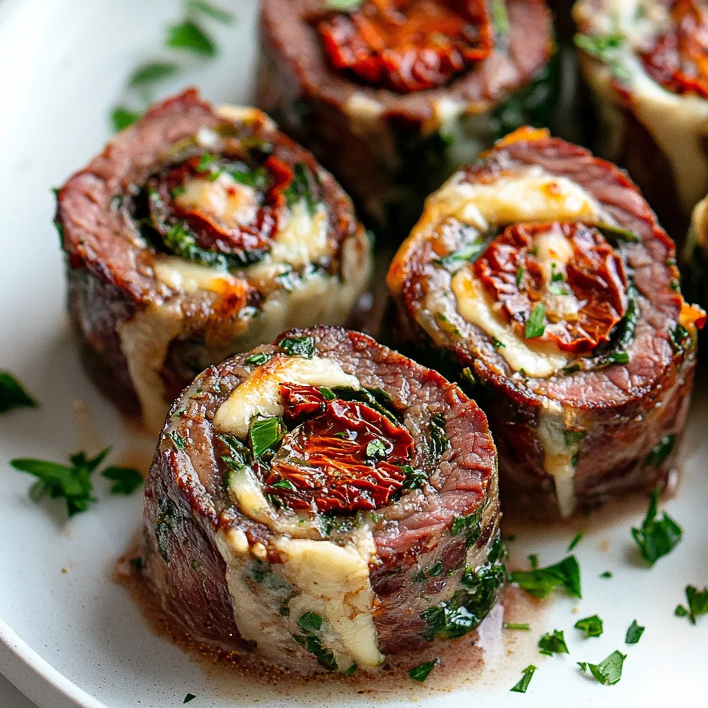 Close-up Steak Pinwheels