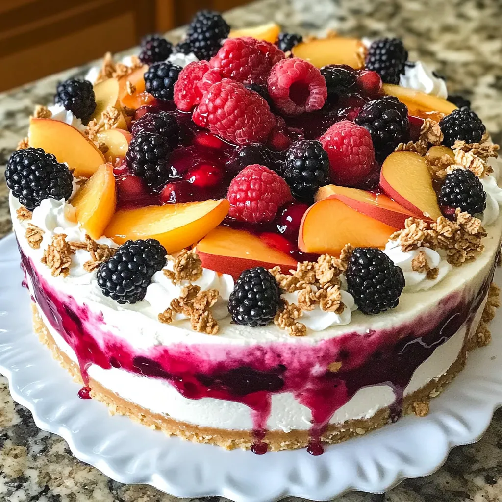 Creamy Berry and Peach Cheesecake