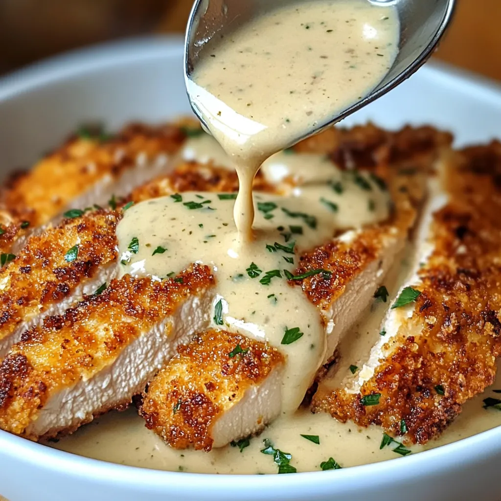 Golden Parmesan Chicken with Garlic Sauce