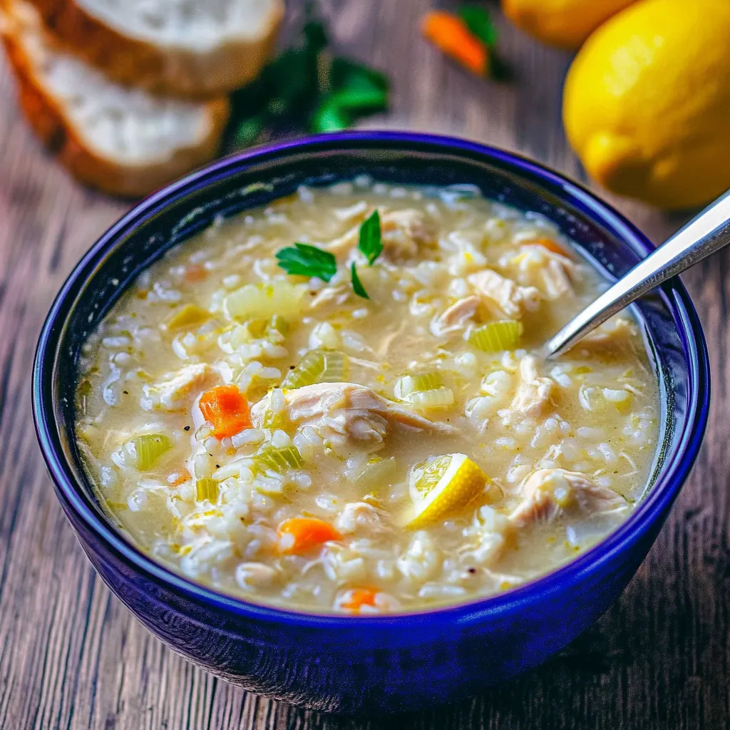 Silky Greek Lemon Chicken Avgolemono Soup