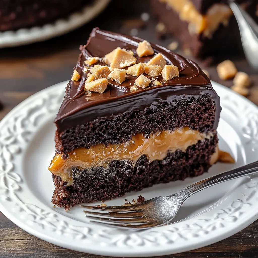 Easy Chocolate Caramel Toffee Crunch Cake