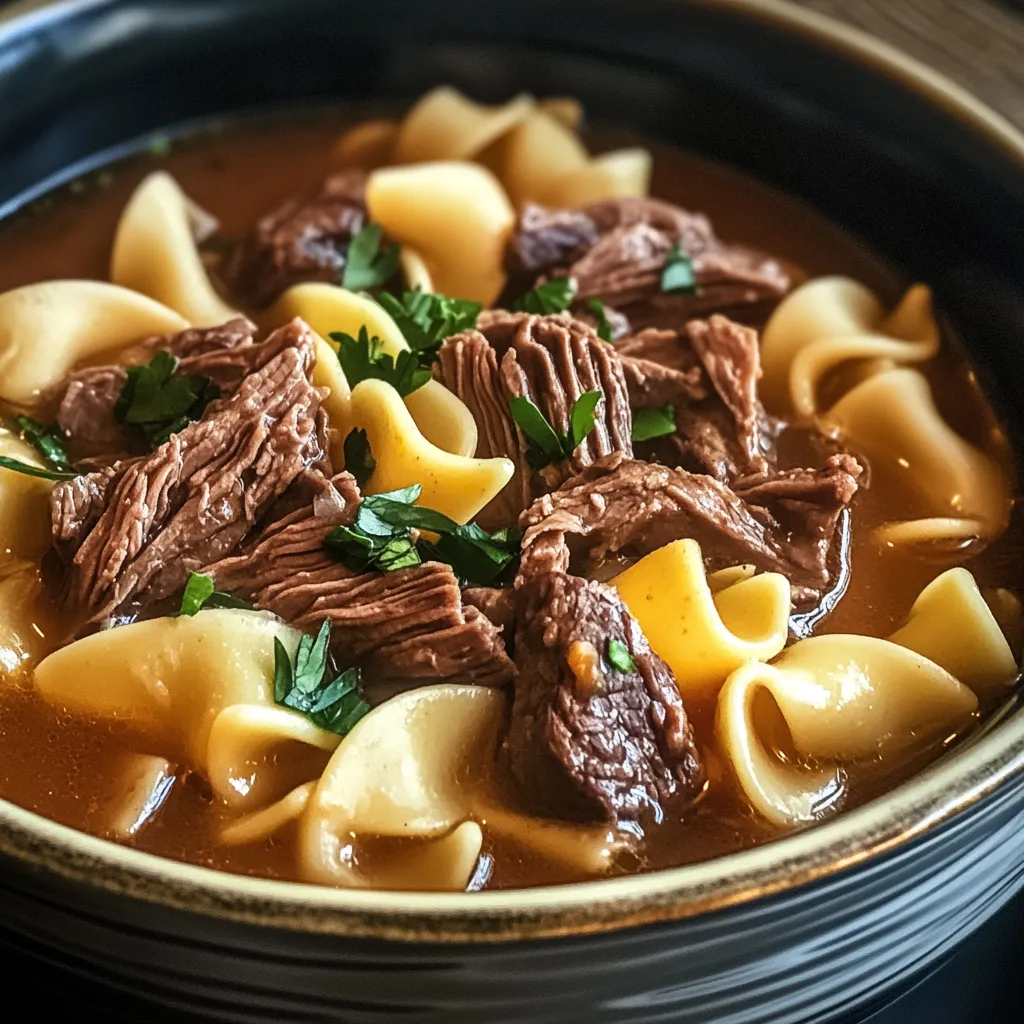 Simple Slow Cooker Beef and Noodles