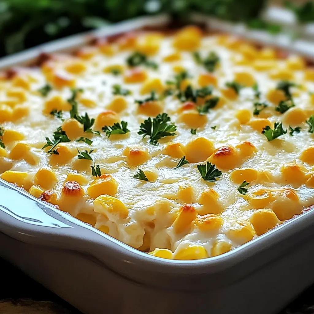 Close-up Classic Cream Cheese Corn Casserole Recipe