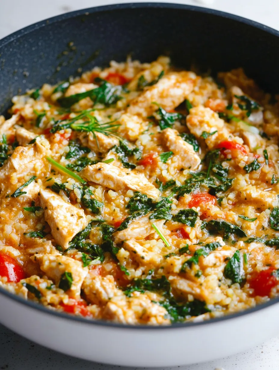 Quick Low Carb Pesto Chicken Cauliflower Rice Recipe